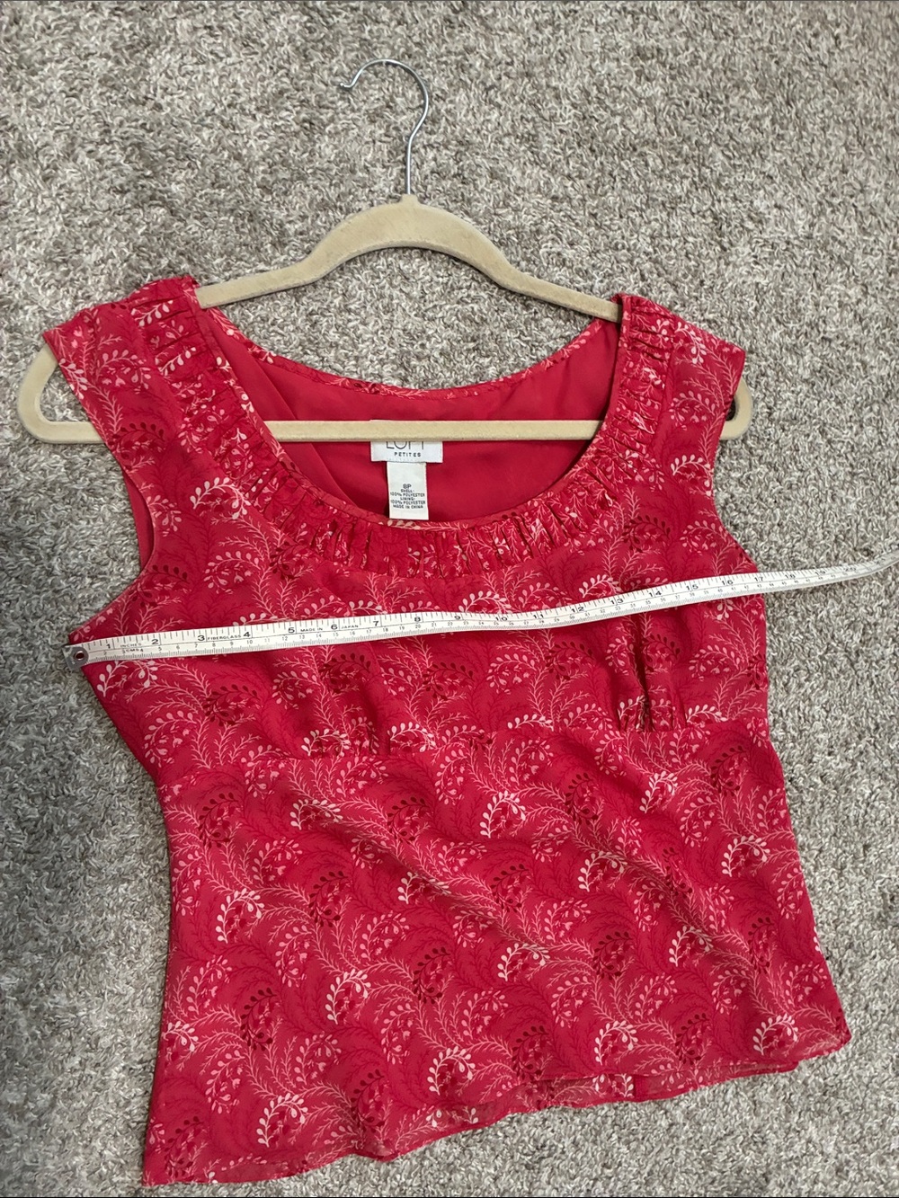 LOFT Red Embroidered Scoop Neck Tank - Picture 7 of 7